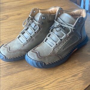 NEW Men's Brown Vegan Leather High-Top Casual Shoes Khaki Size 11
